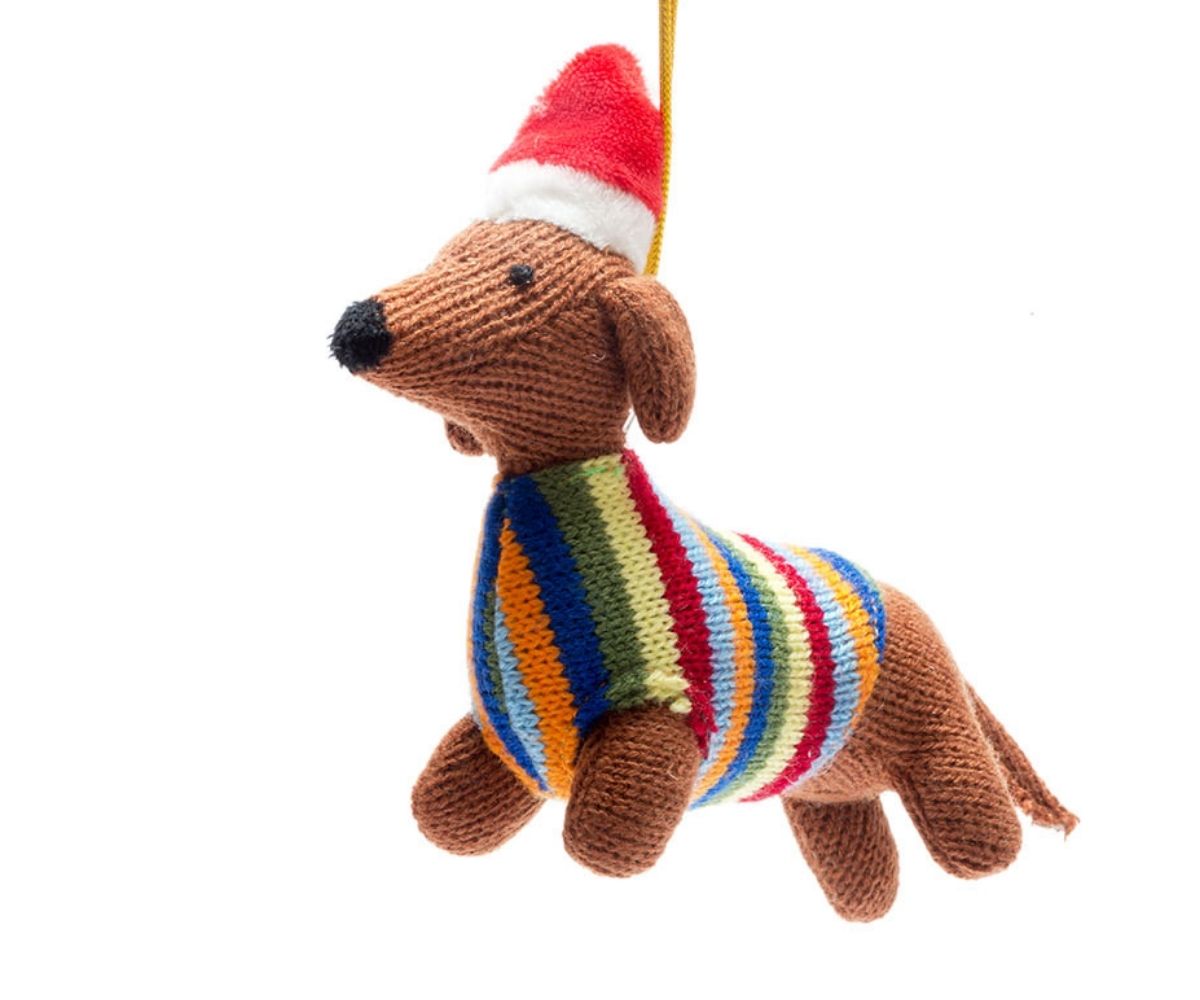 Christmas Knitted Sausage Dog Decoration Gower Gallery