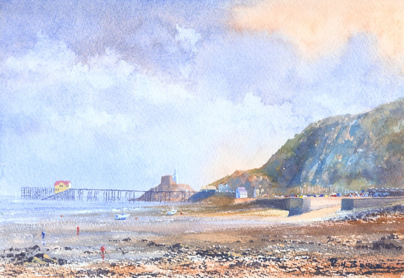 Watercolour print of mumbles at low tide.