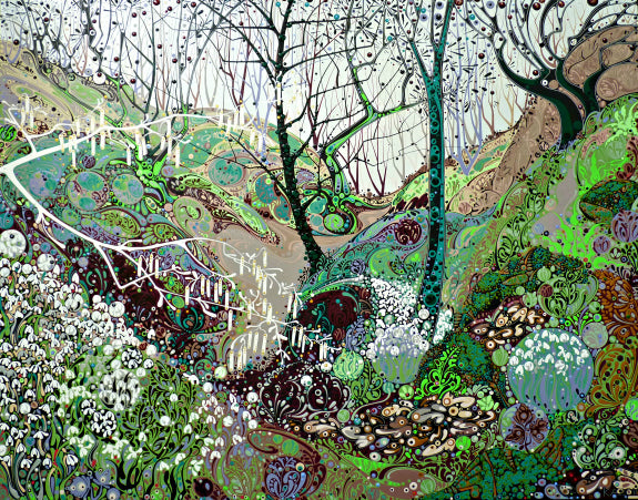 Greetings card depicting an abstract woodland.