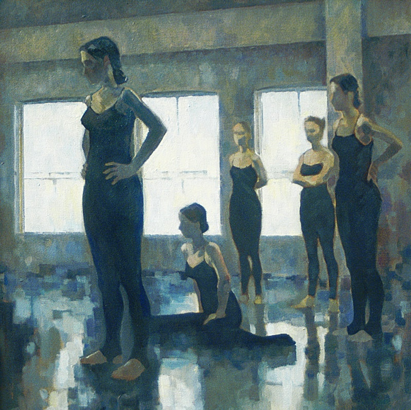 Limited edition print of ballet dancers rehersing in a studio.