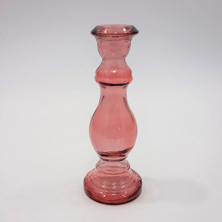 pink recycled glass candlestick