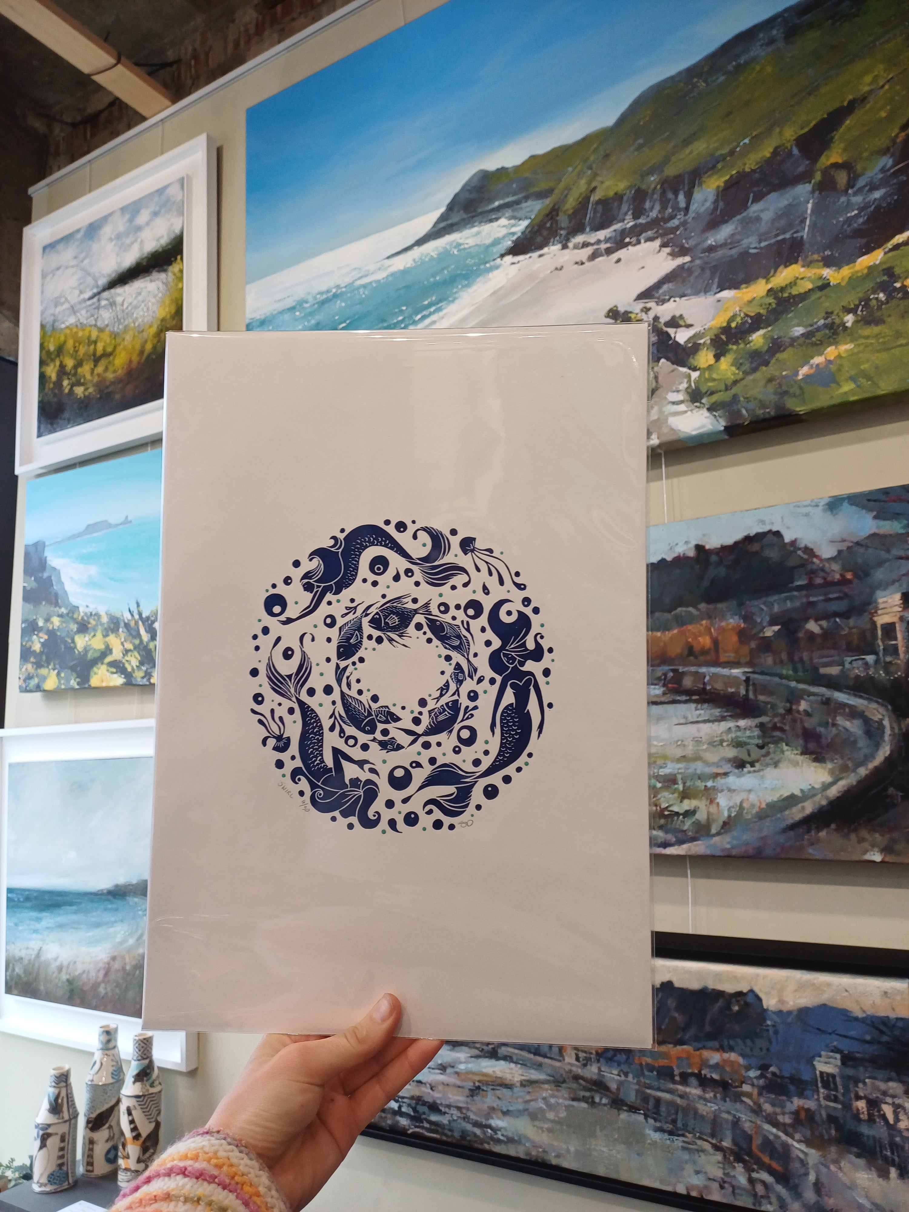 Swirl Lino Print by Sarah Defriend – Gower Gallery