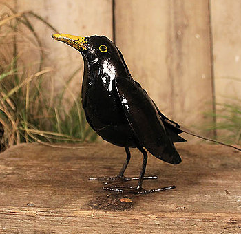 Blackbird made from recyled metal.