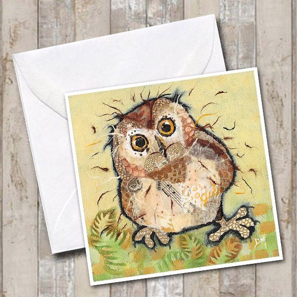 Greetings Card with an stressed owl on the cover.