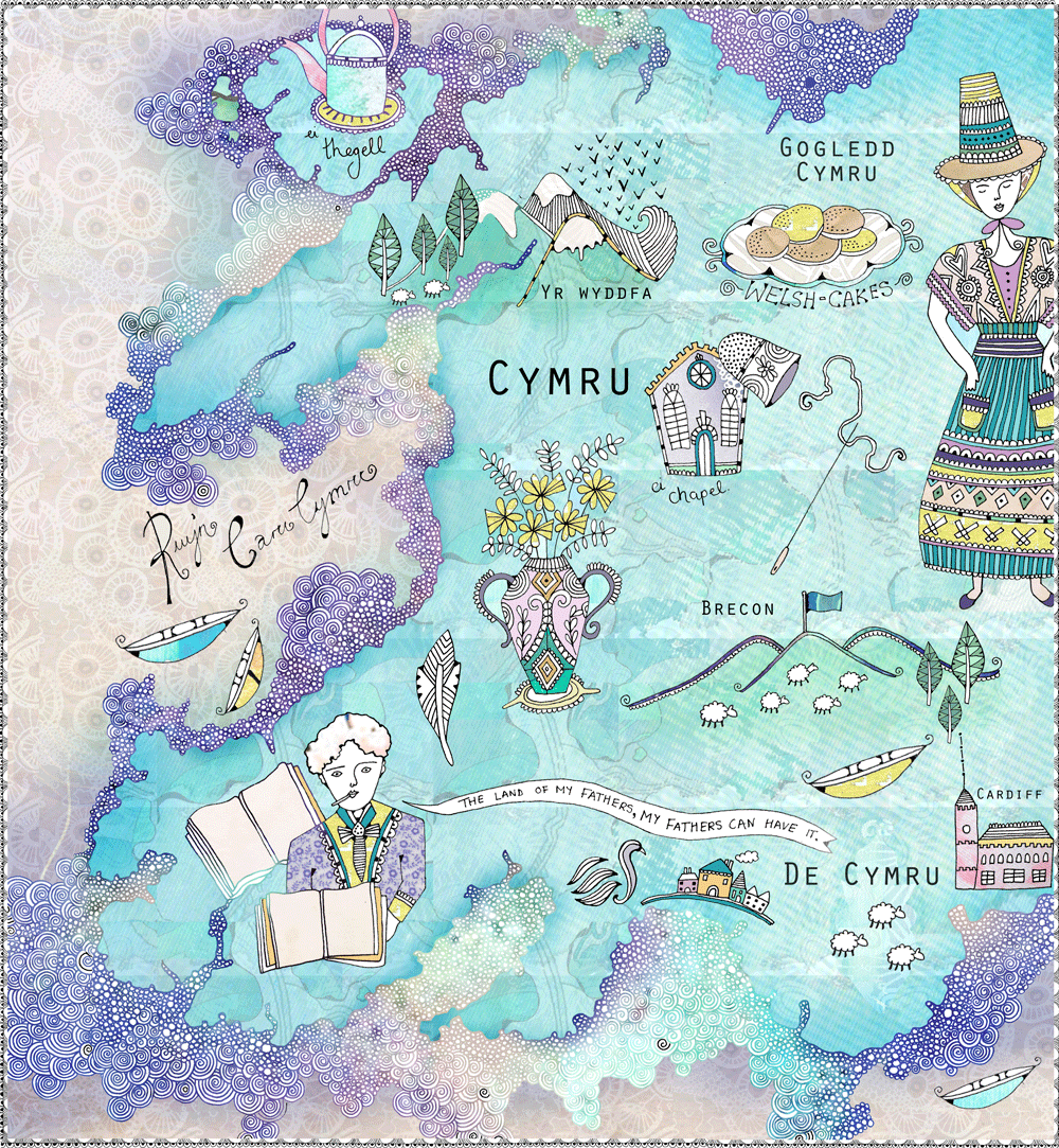 Welsh Map Print by Hannah Davies – Gower Gallery