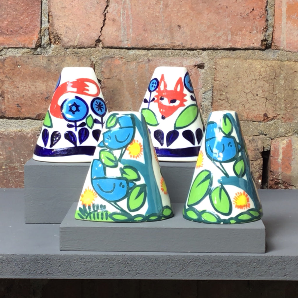 Cruet (salt and pepper) set of fox and bird.