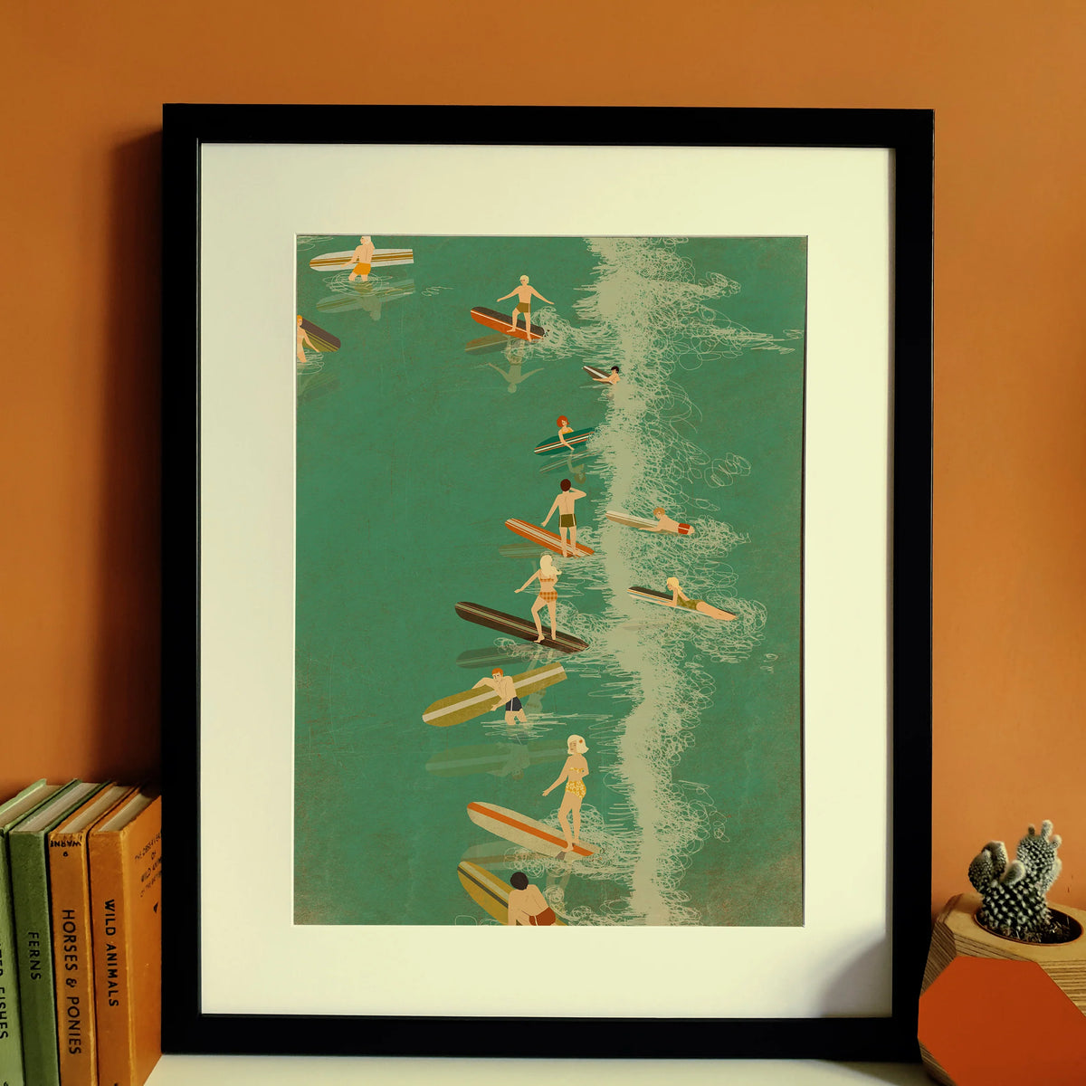 Surfing A3 Print Gower Gallery