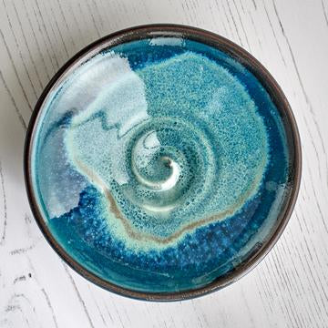 Tapas plate in aqua blue stoneware.