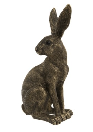 Sitting hare in gold.